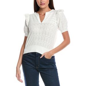 &Isla Womens  Kizzy Pointelle Sweater, White